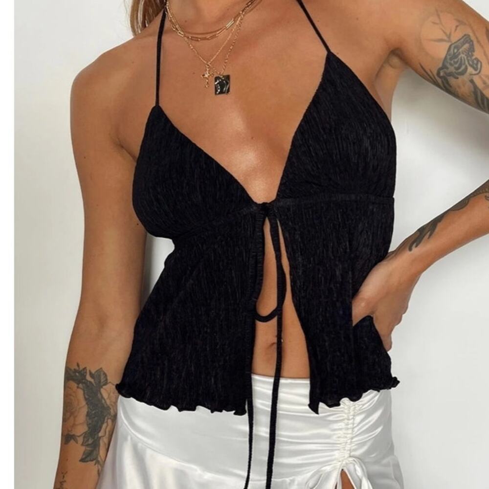 Princess Polly Chantria Top Black size 8